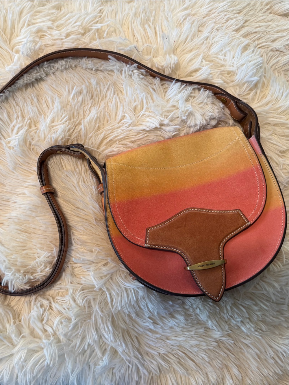 Isabel Marant Gradient Pink & Orange Saddle Crossbody